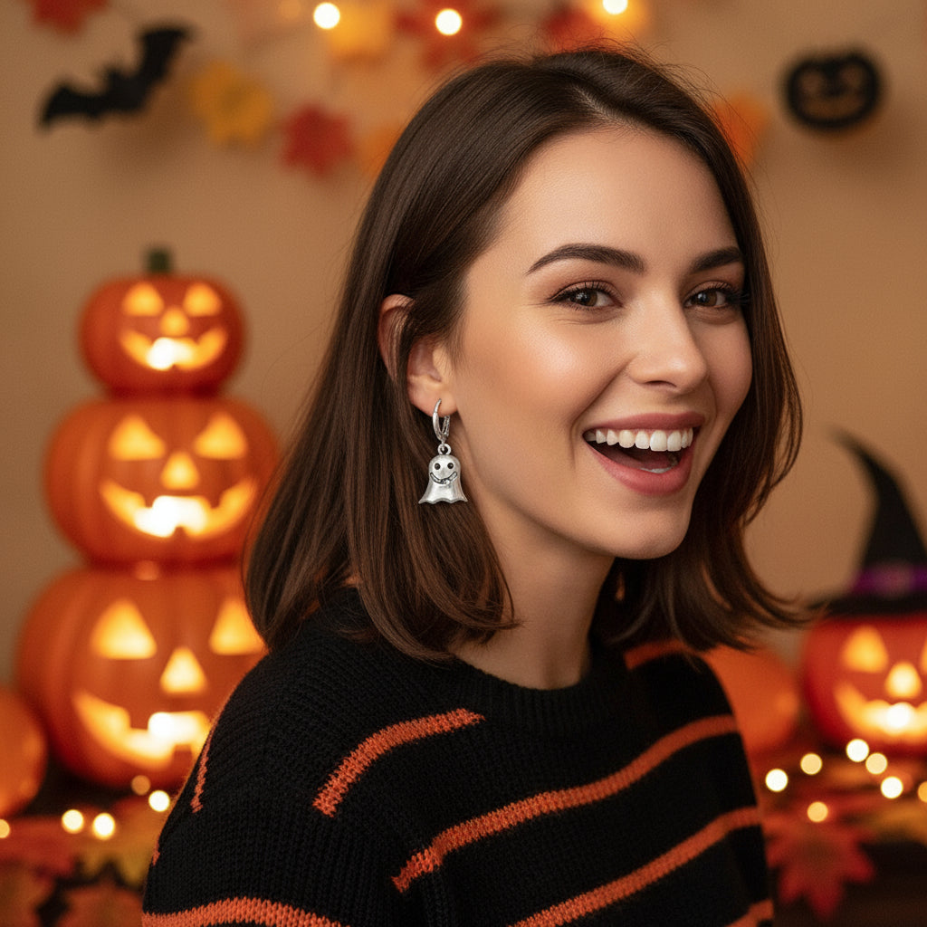 Halloween Funny Earrings Female Personality Ghost Pumpkin Bat Cartoon