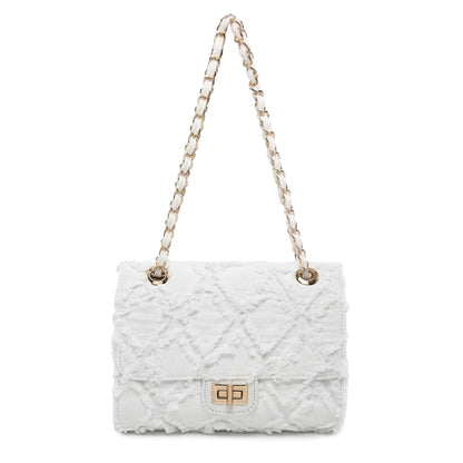 MKP Women Small Shoulder Bags Quilted Crossbody Distressed Jean Denim Purse Evening Clutch Handbag with Chain Strap