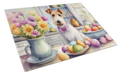 Decorating Easter Fox Terrier Glass Cutting Board