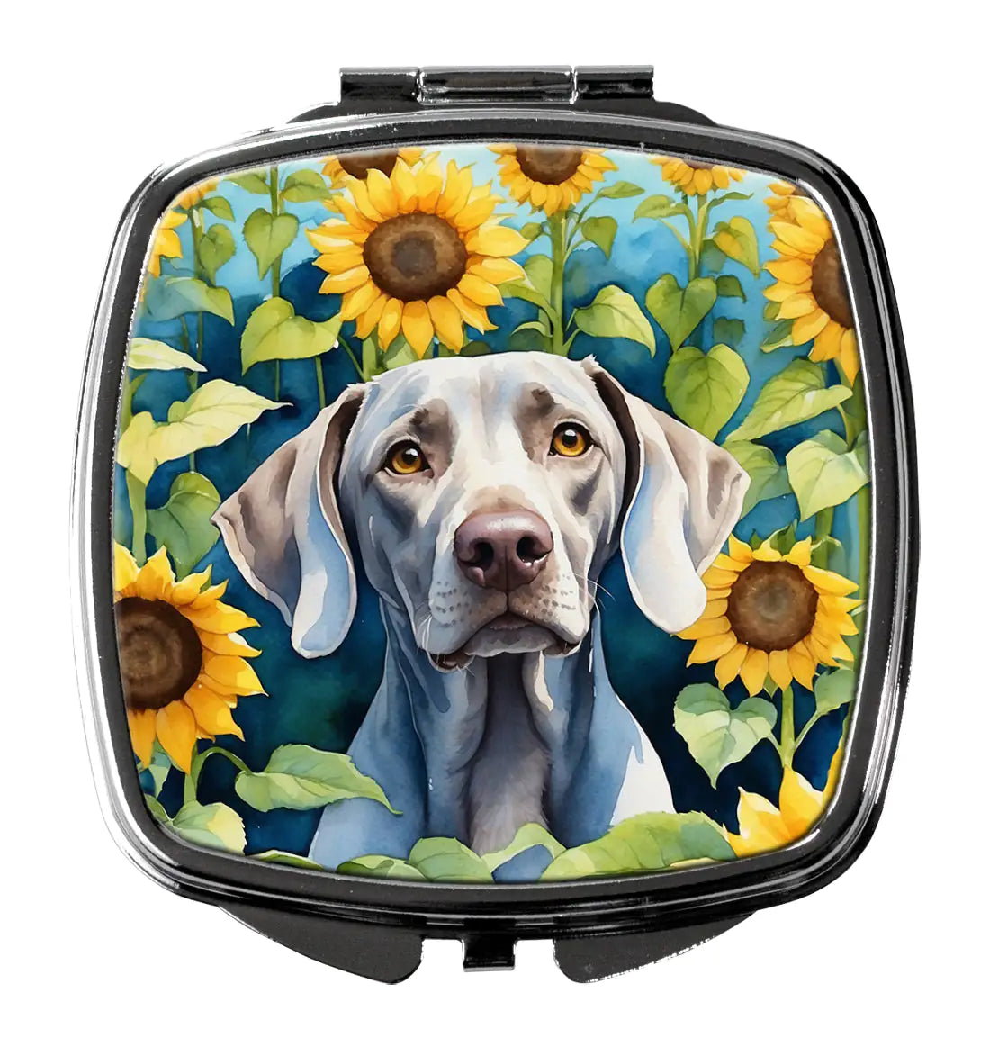 Weimaraner in Sunflowers Compact Mirror