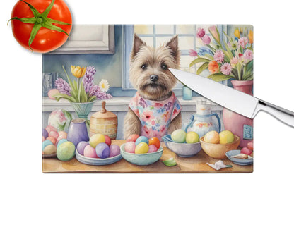 Decorating Easter Cairn Terrier Glass Cutting Board