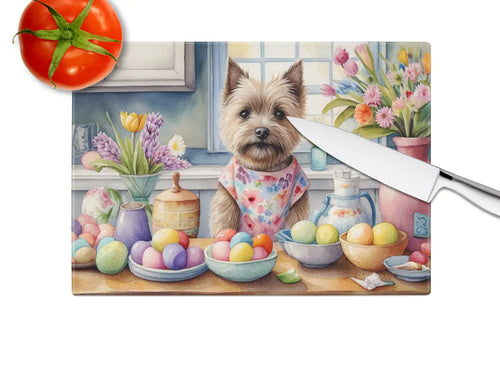 Decorating Easter Cairn Terrier Glass Cutting Board