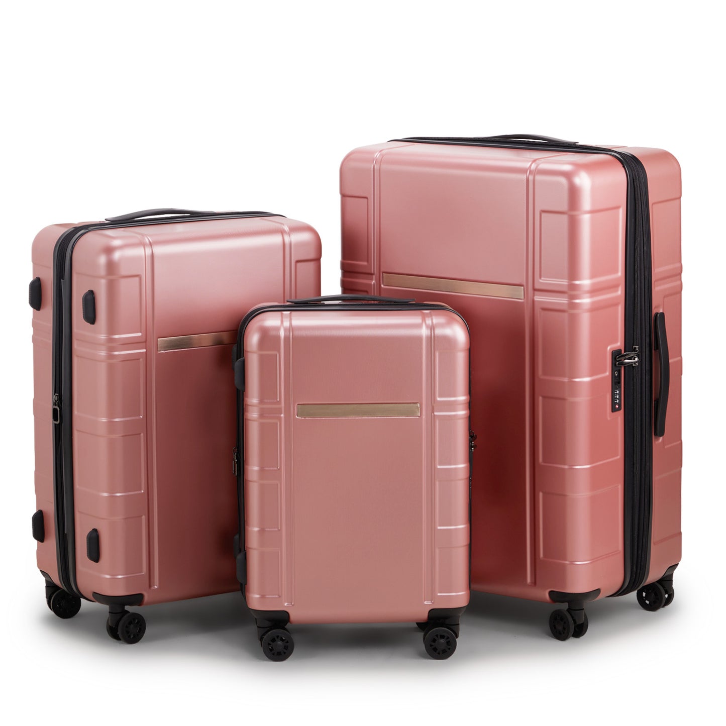Three In One Set Of Double Wheel Silent Wheels With Dry Wet Separation Compartment ABS PC Luggage