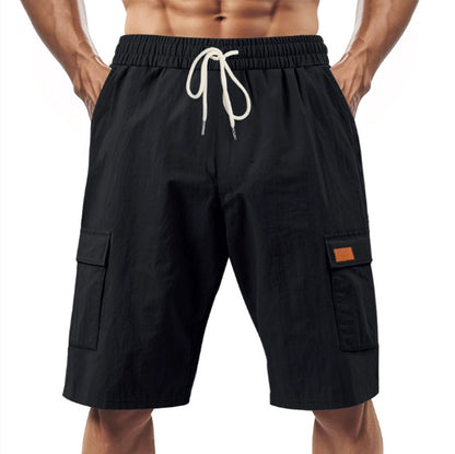 Loose And Leisure Solid Color Linen Drawstring Shorts