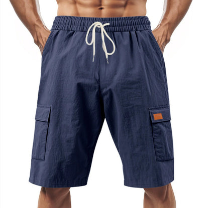 Loose And Leisure Solid Color Linen Drawstring Shorts