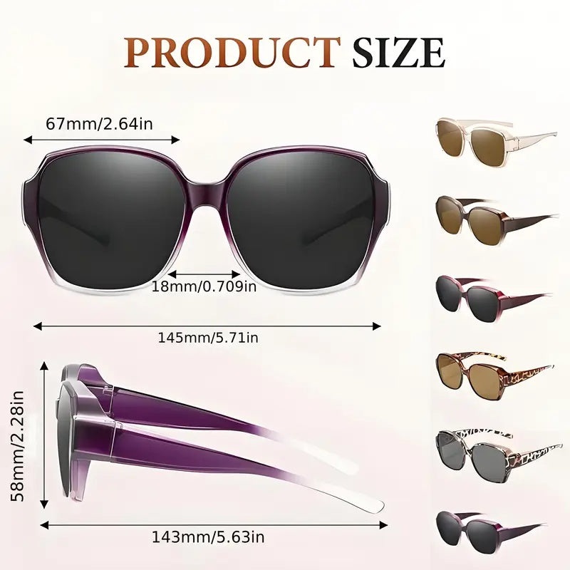 Dual-Use Clip-On Fashion Glasses - Crystals, Stylish Rectangular Design, Unisex, Driving Accessories, Eyewear