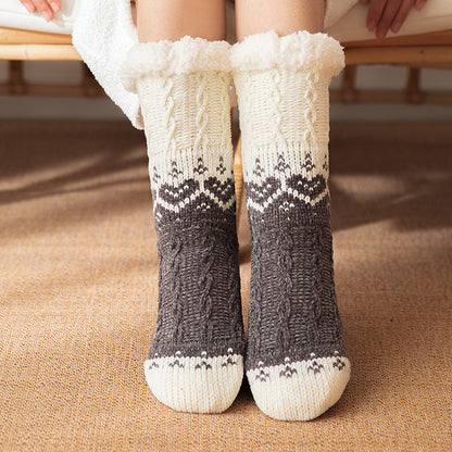 Love Knitted Plush Floor Socks Warm Non-sli Christmas