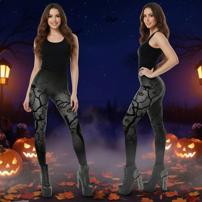 Women's Halloween Pumpkin Head Print Leggings