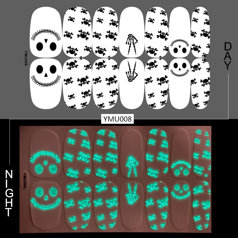 Luminous Halloween Skull Graffiti Sticker Set Of 12