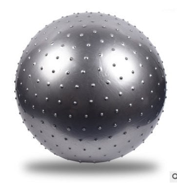 Gray spiked inflatable exercise ball with grip nubs, yoga fitness workout