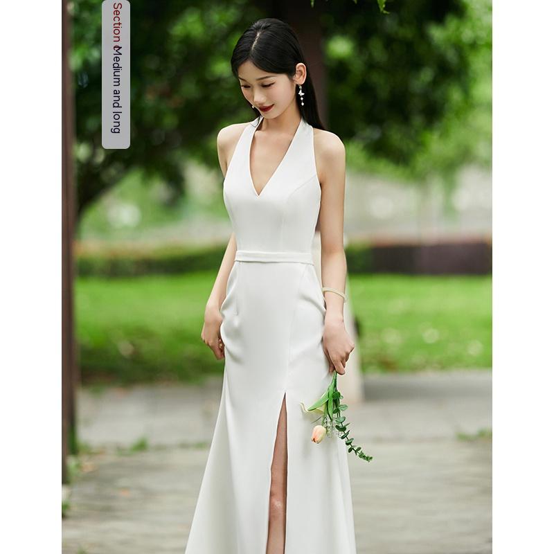 White Bridesmaid Dress Daily Style Formal Dress