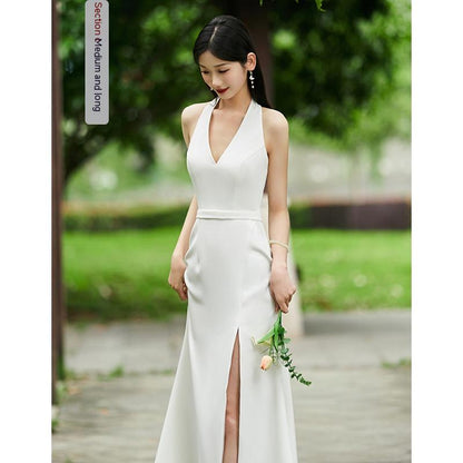 White Bridesmaid Dress Daily Style Formal Dress