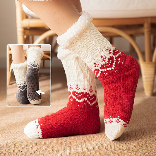 Love Knitted Plush Floor Socks Warm Non-sli Christmas
