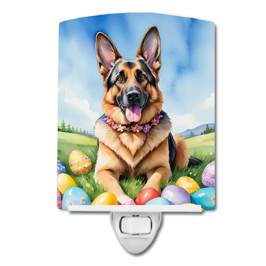 German Shepherd Easter Egg Hunt Ceramic Night Light