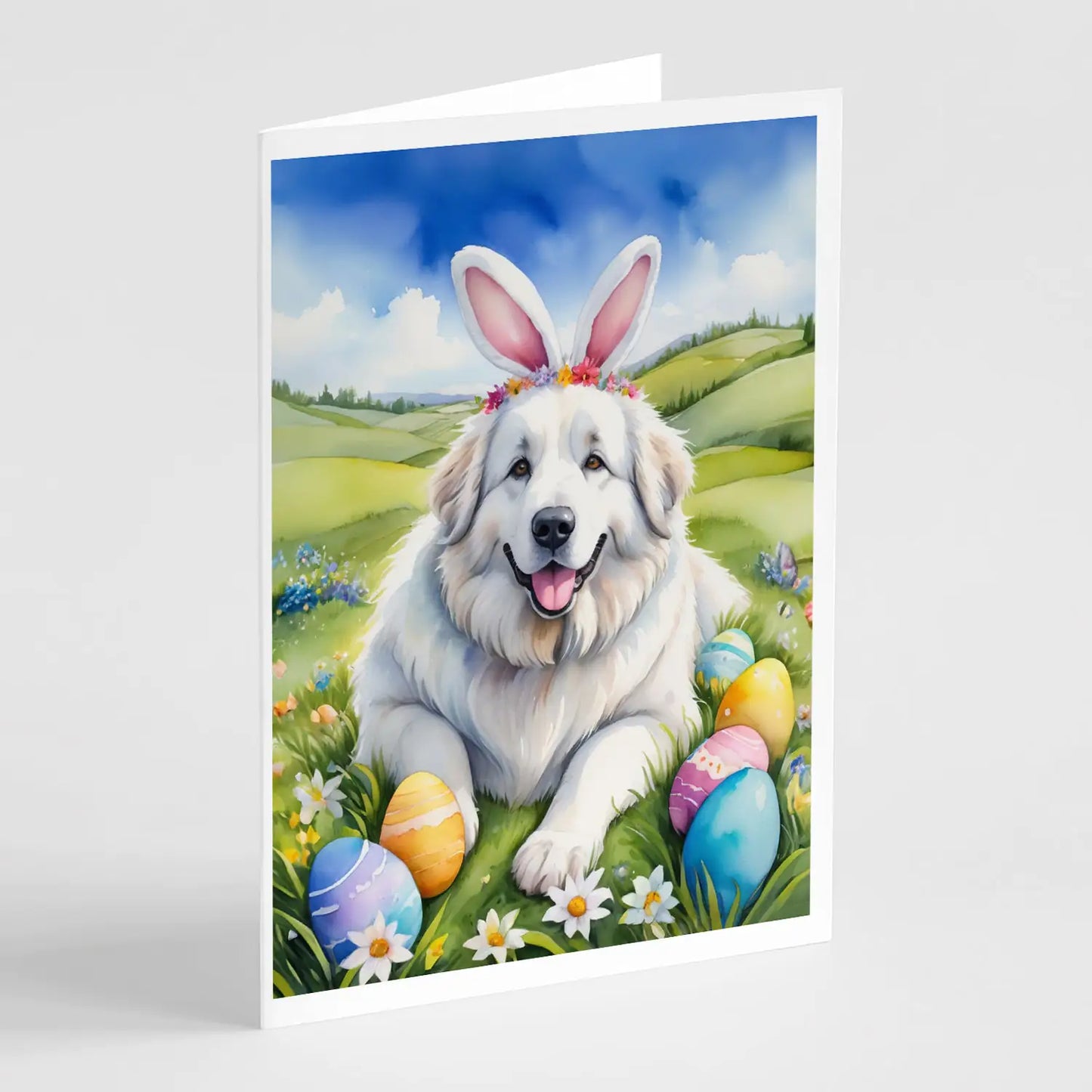 Great Pyrenees Easter Egg Hunt Greeting Cards Pack of 8