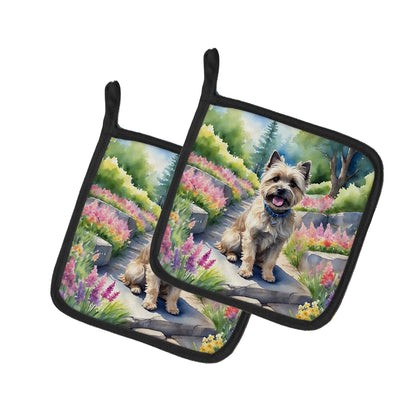Cairn Terrier Spring Path Pair of Pot Holders