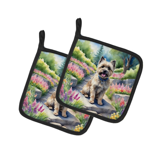 Cairn Terrier Spring Path Pair of Pot Holders