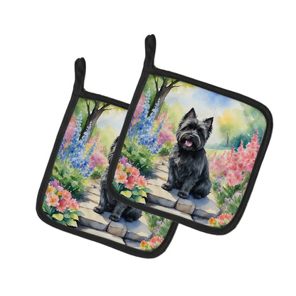 Cairn Terrier Spring Path Pair of Pot Holders