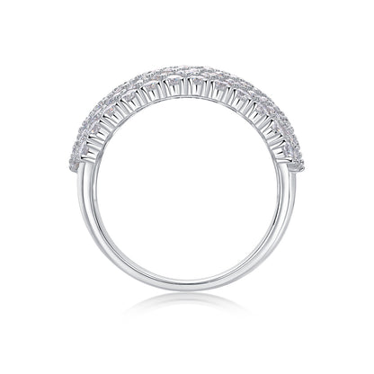 Multiple Row Diamond Wide Rings, Moissanite Rings, Luxury Fashion Silver Rings