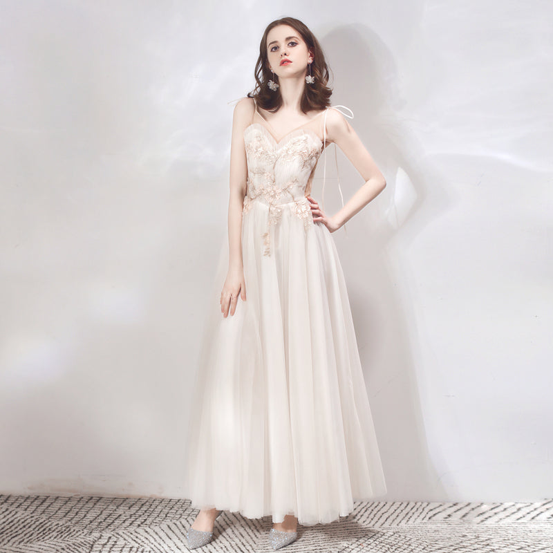 Solid Color Bridesmaid Dress Dress Female Dinner Party