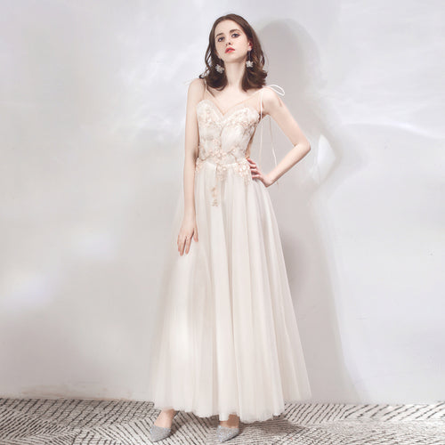 Solid Color Bridesmaid Dress Dress Female Dinner Party