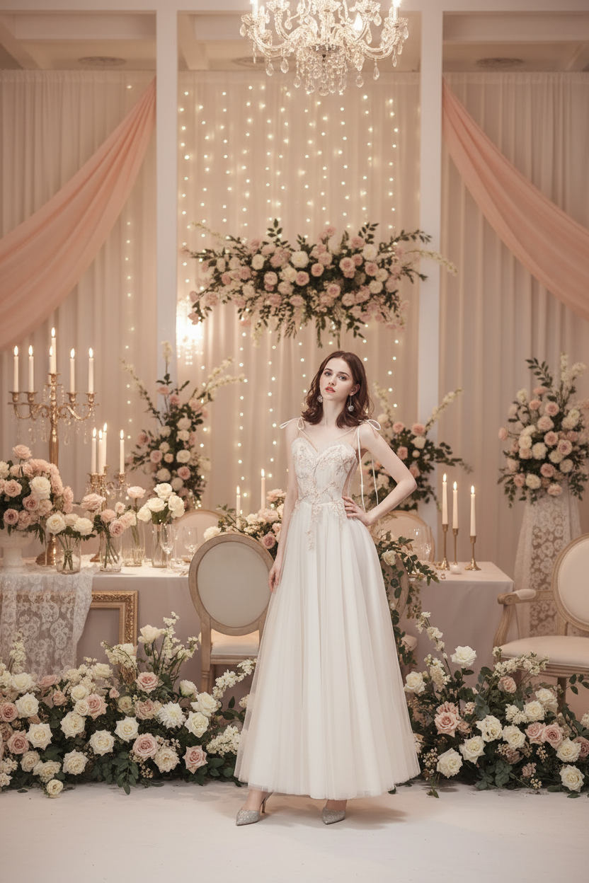 Solid Color Bridesmaid  Dress Female Dinner Party