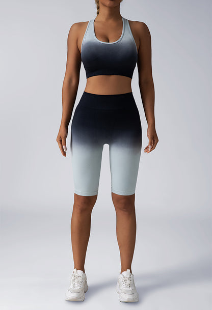 Workout 2 Piece Seamless Crop Tank Shorts Outfits For Women Seamless Sport Bra High Waist Yoga Leggings Sets