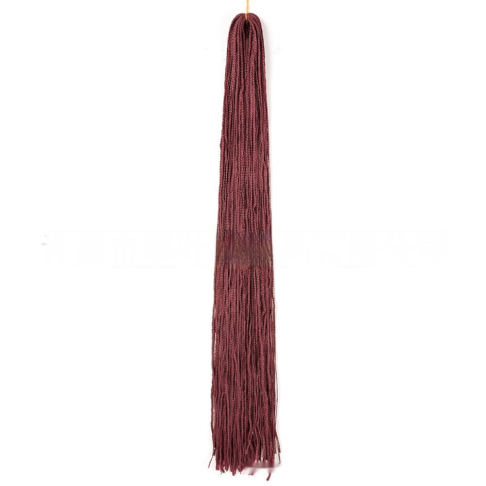 Long braided crochet hair bundle in deep burgundy
