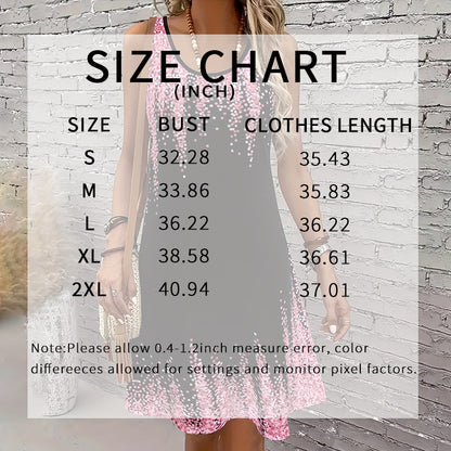 Women's Casual Sundress Summer Beach Graphic Print V Neck Loose Tank Dress