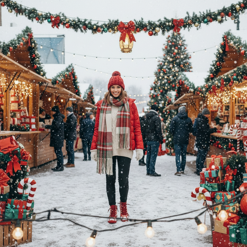 Christmas Ankle Women Santa Claus Snowflake Print Flats Shoes Casual Slip-on Side Zipper Design Short Boot