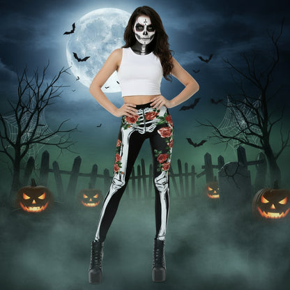 Halloween Costume Horror Ladies Skull Print Leggings