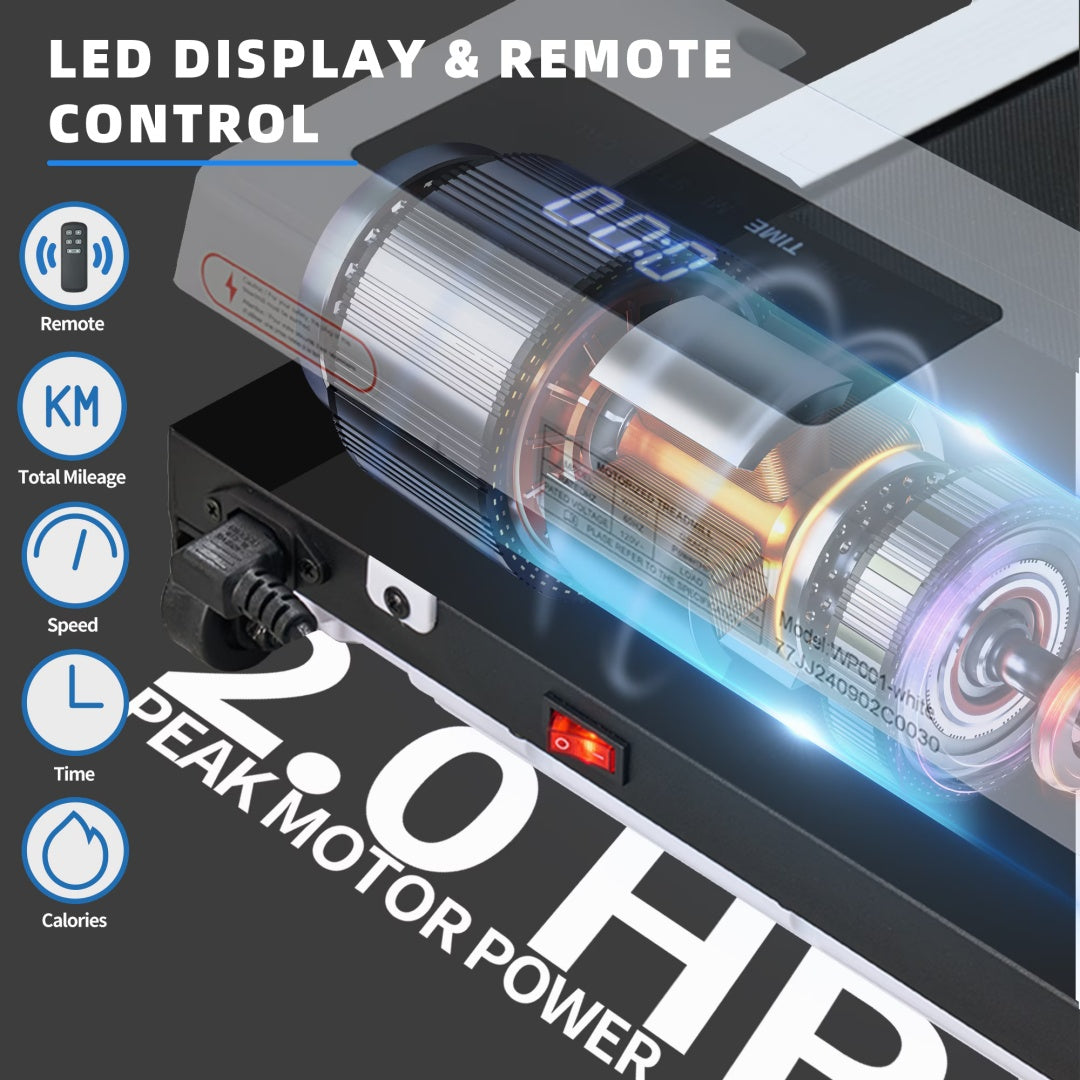 Treadmill motor area with illuminated internal components and side control panel
