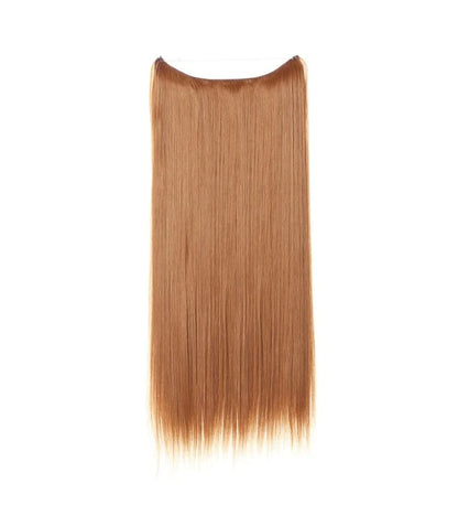 Women's straight one-piece hair extension, warm brown with lighter golden ends