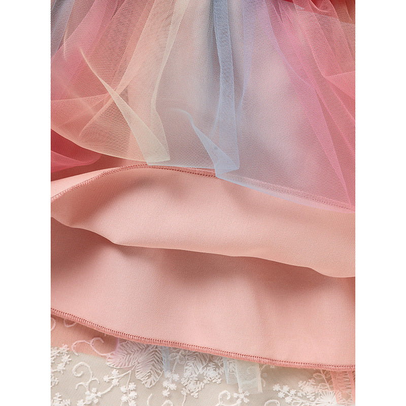 Baby Girls Skirt Set Letters Embroidery Long Sleeve Sweatshirt Tops & Rainbow Tutu Skirt Outfits