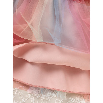 Baby Girls Skirt Set Letters Embroidery Long Sleeve Sweatshirt Tops & Rainbow Tutu Skirt Outfits