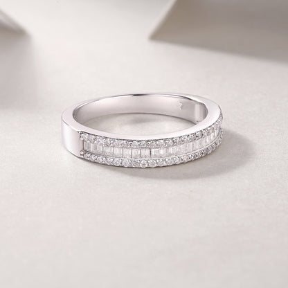 Arrange The Square Diamond Ring Luxury Fashion Moissanite Silver Ring
