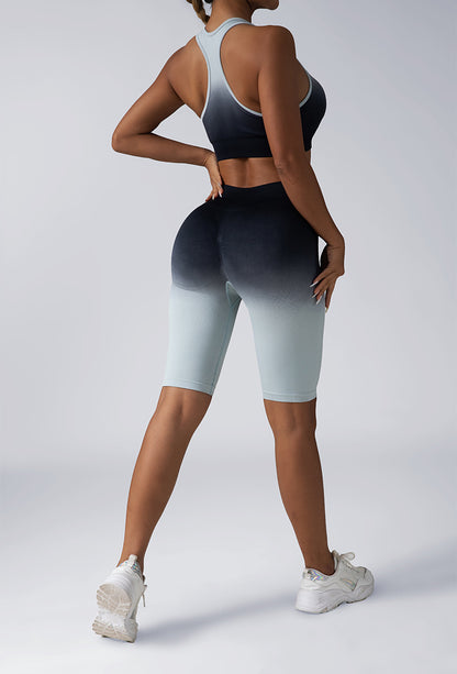 Workout 2 Piece Seamless Crop Tank Shorts Outfits For Women Seamless Sport Bra High Waist Yoga Leggings Sets