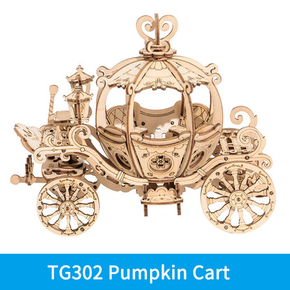 Robotime Pumpkin Cart Model 3D Wooden Puzzle Games Assembly Toys For Children Kids Girls Birthday Christmas Gift