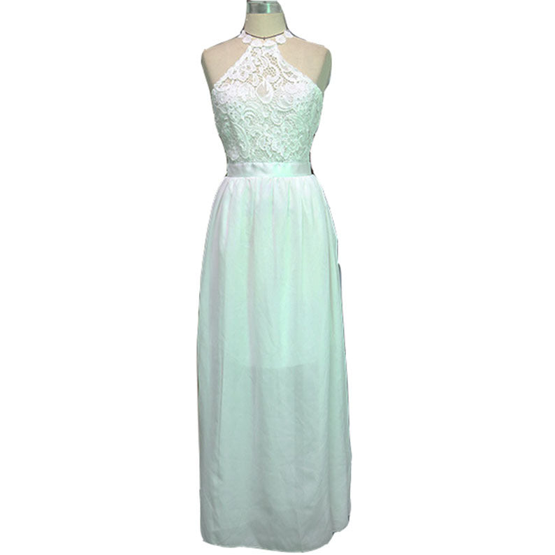 Sleeveless Halter neck Wedding Temperament Bridesmaid Dress
