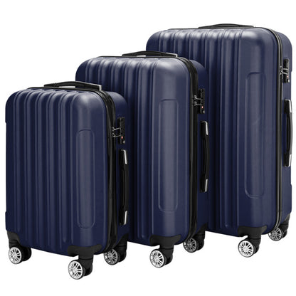 Vertical 3-in-1 Spinner Wheel With Handle Trolley Case 20in 24in 28in ABS Aluminum Alloy Classic Color - Navy Blue