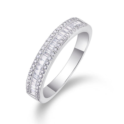 Arrange The Square Diamond Ring Luxury Fashion Moissanite Silver Ring