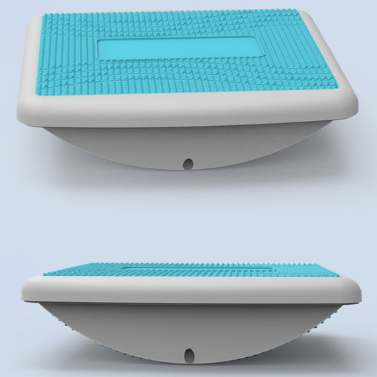 Sky blue textured balance board with non-slip bumps and rectangular grip recess