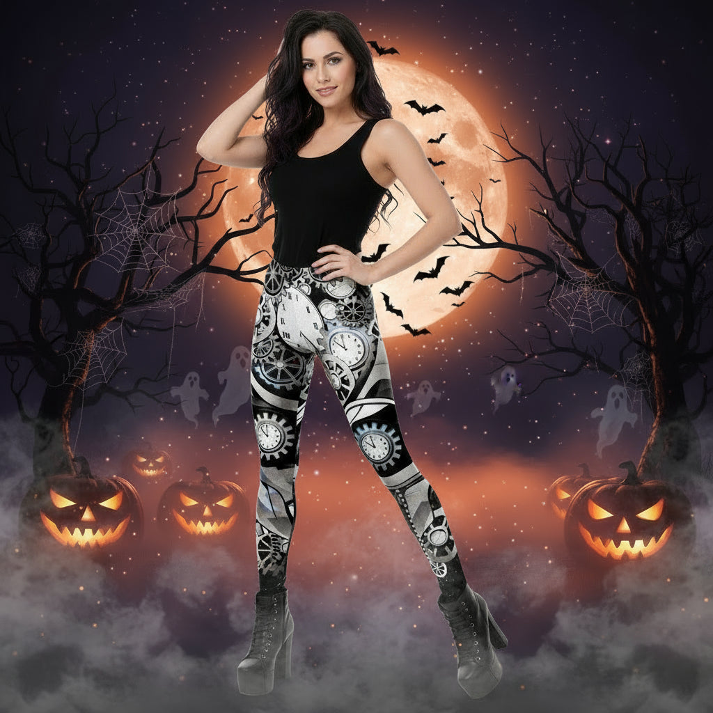 Halloween Costume Horror Ladies Skull Print Leggings