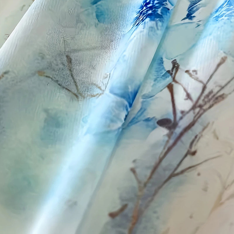 Women's Deep V-Neck Floral Print Boho Maxi Dress With Long Sleeves - A-Line Waist Ruffle Hem For Spring & Summer Vacation