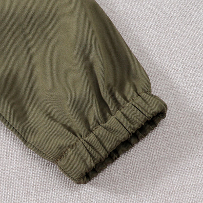 Toddler Boys Pilot Jumpsuit Army Green Long Sleeve Romper, Party Outfits