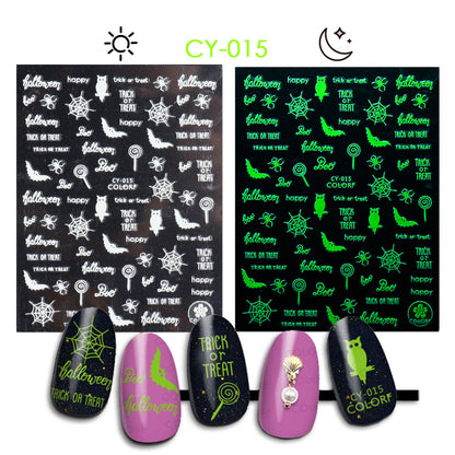 Halloween Skull Pumpkin Tree Funny Adhesive Nail Stickers