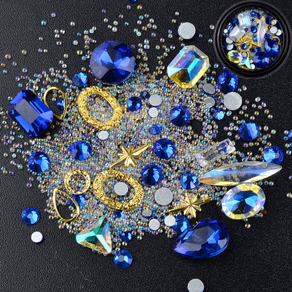 6 Boxes 3D DIY Gemstone Mix Nails Art Rhinestones Decoration Glitter For Crafts Beads