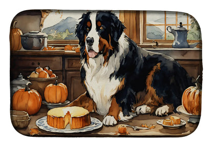 Bernese Mountain Dog Fall Kitchen Pumpkins Dish Drying Mat
