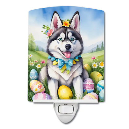 Siberian Husky Easter Egg Hunt Ceramic Night Light