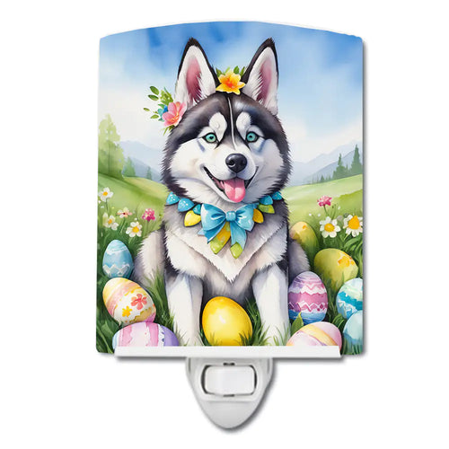 Siberian Husky Easter Egg Hunt Ceramic Night Light